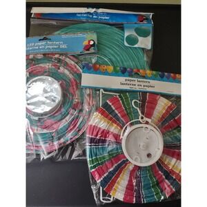 PARTY Decorations 4Paper Lanterns. 1 Flamingo, 1 Stripe, & 2 Dark Teal. 8 X8‎